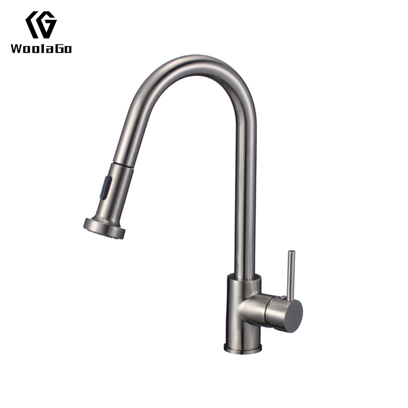 Commercial cUPC Easy Install Long Handle Water Kitchen Mixer Tap Faucet Brushed Nickel Kitchen Faucet JK34-BN