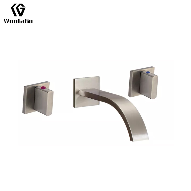 Hot and Cold Water Dual Handles In wall Basin Faucet Mixer With Brushed Nickel Finish J57-BN