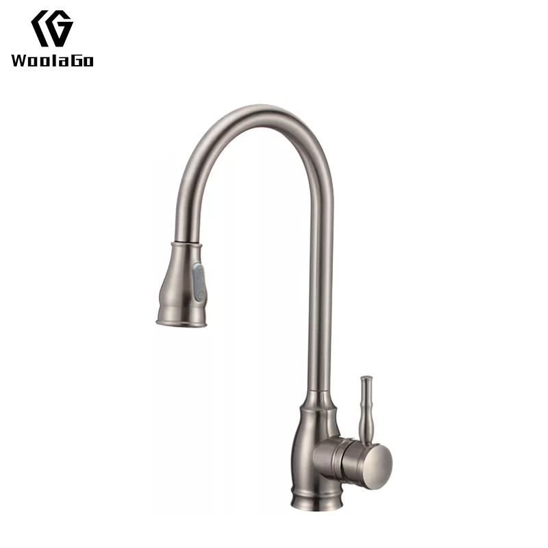Contemporary cUPC Deck Mount Sink Mixer Tap Brass Kitchen Faucet With Pull Down Sprayer Brushed Nickel Faucet JK76-BN