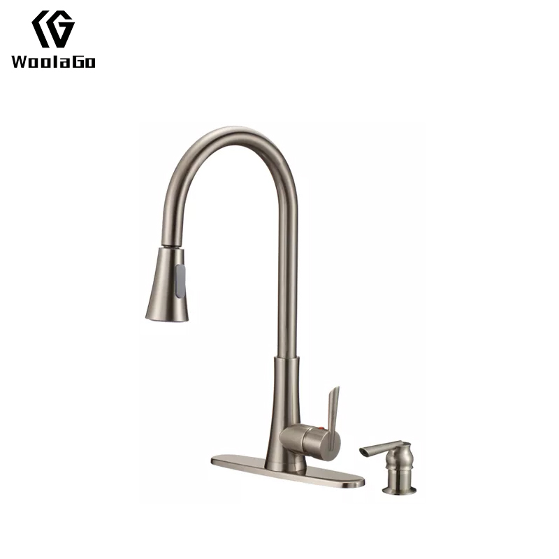 Hot Selling Spray Deck Mounted Single Lever Thermostatic Kitchen Folding Faucet Brushed Nickel JK79-BN